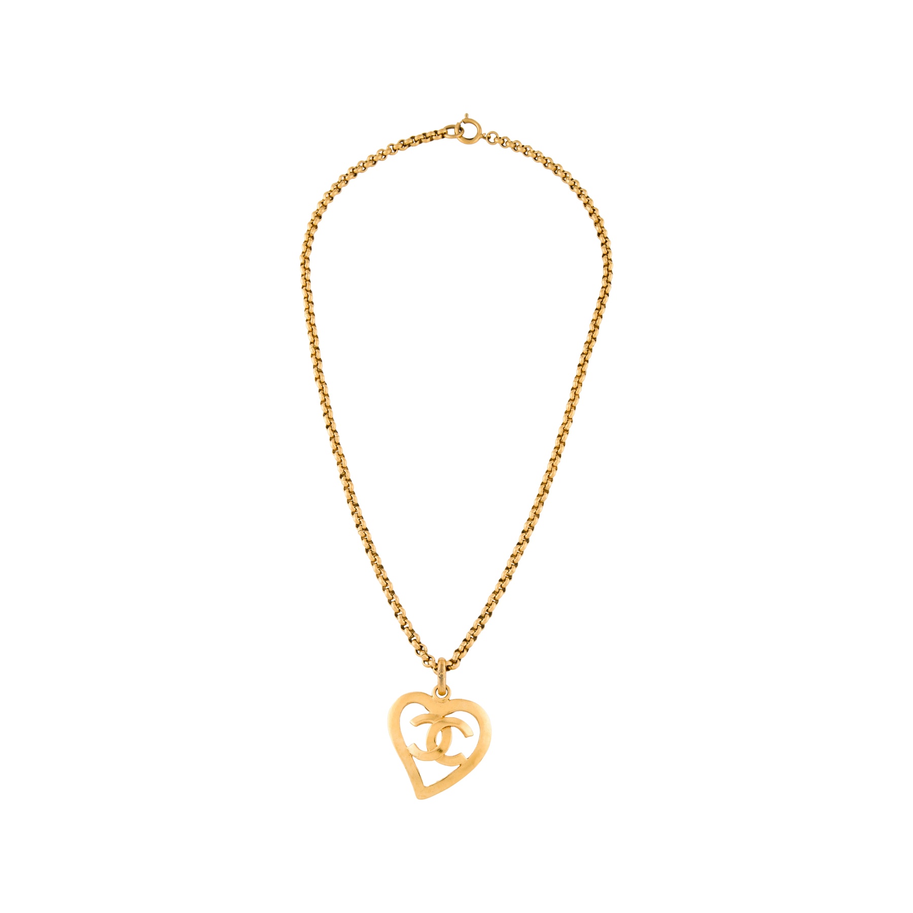 Pre-owned Chanel Vintage Gold Heart Charm Pendant Necklace product image