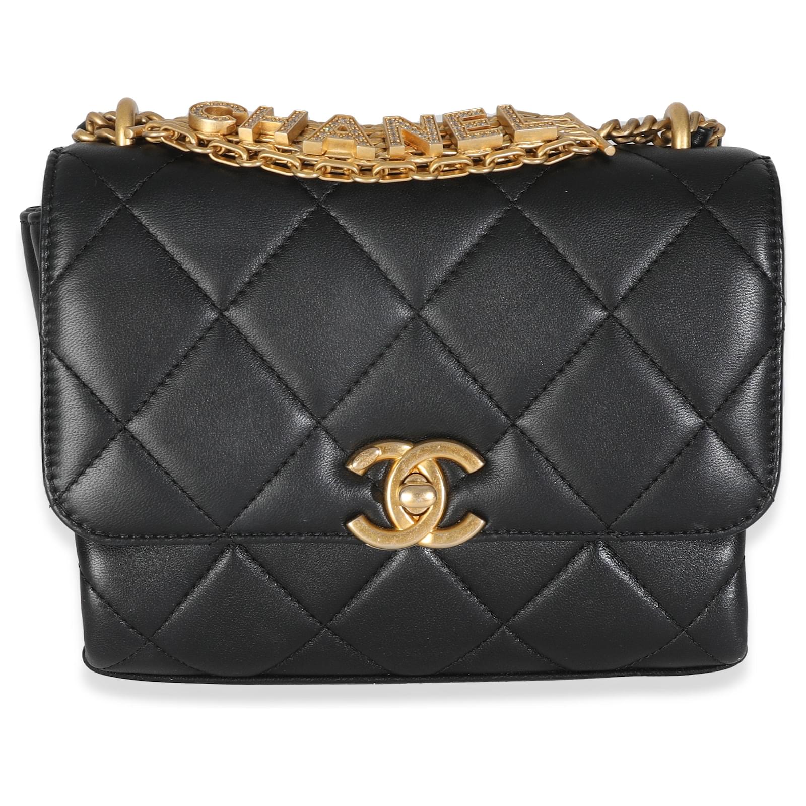 Chanel Black Quilted Crystal Chain Velvet Flap Bag product image